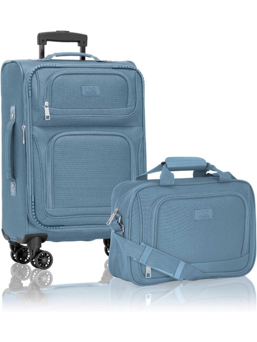 Lightweight Softside Rolling Carry-On Suitcase Set, 4-Wheel Travel Luggage